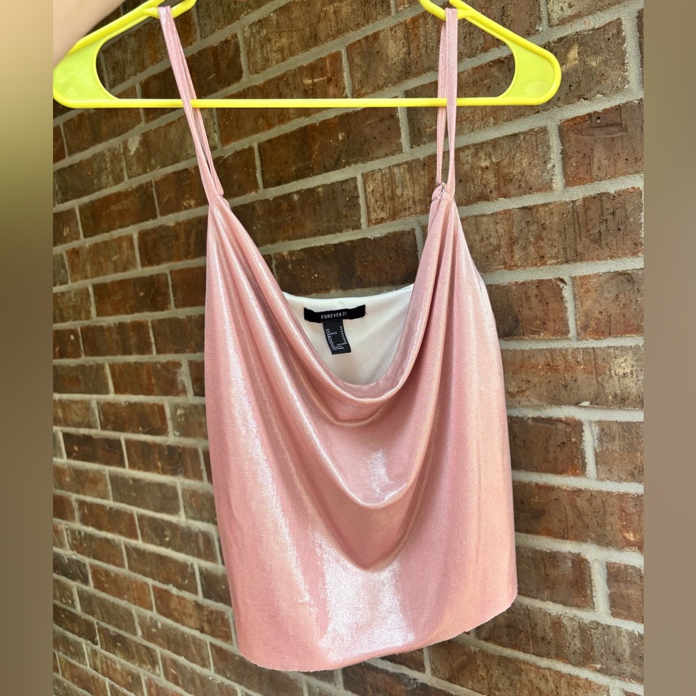 Forever 21 Shimmering Pink Cowl Neck Camisole